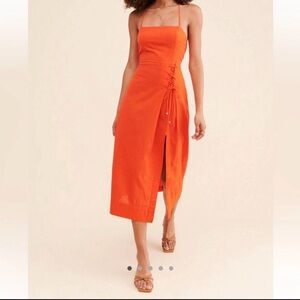 Free People Francesca Orange Midi Dress Size XS